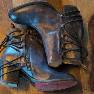 Bed Stu Distressed Brown Lace-Up Boots